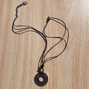 Nine West Leather String Necklace  hieroglyphic